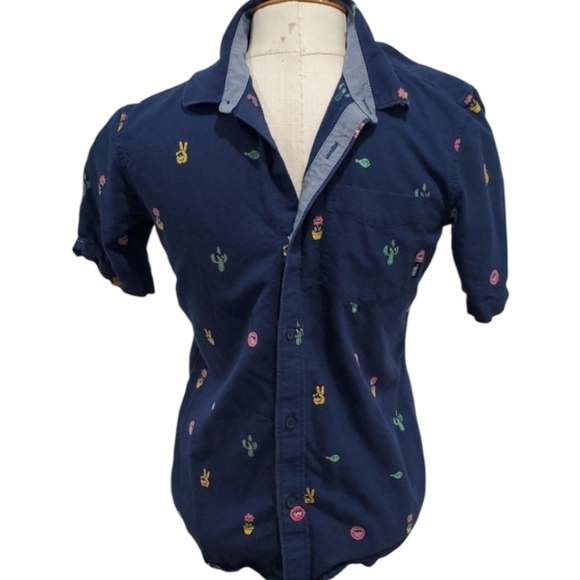 Vans Navy Surf Shirt – Unisex Button Down, Size Large (14), Beach Vibes - Picture 1 of 6